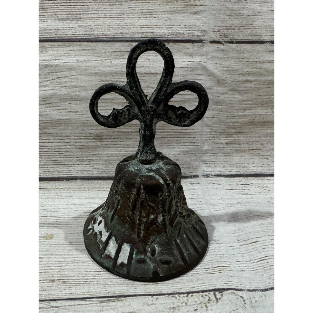 Antique Vintage Small Hand Held Bronze Mission Church Bell Ringer 4.25" GTubG - Picture 3 of 11